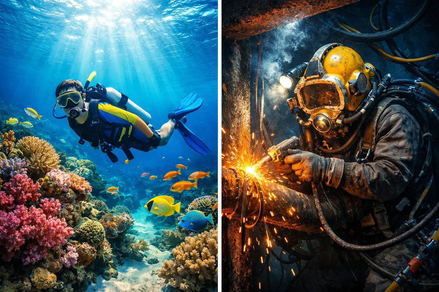 تفاوت غواصی تفریحی و غواصی صنعتی | کدام برای شما مناسب‌تر است؟